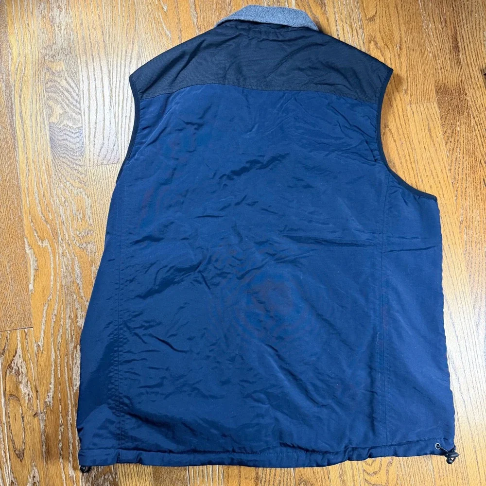 Izod PerformX XFG Reversible Vest Mens Large Navy Blue Nylon Grey Fleece Zip
